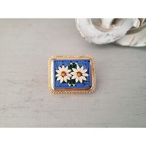 Vintage Mini Italian Mosaic Tile Pin Brooch